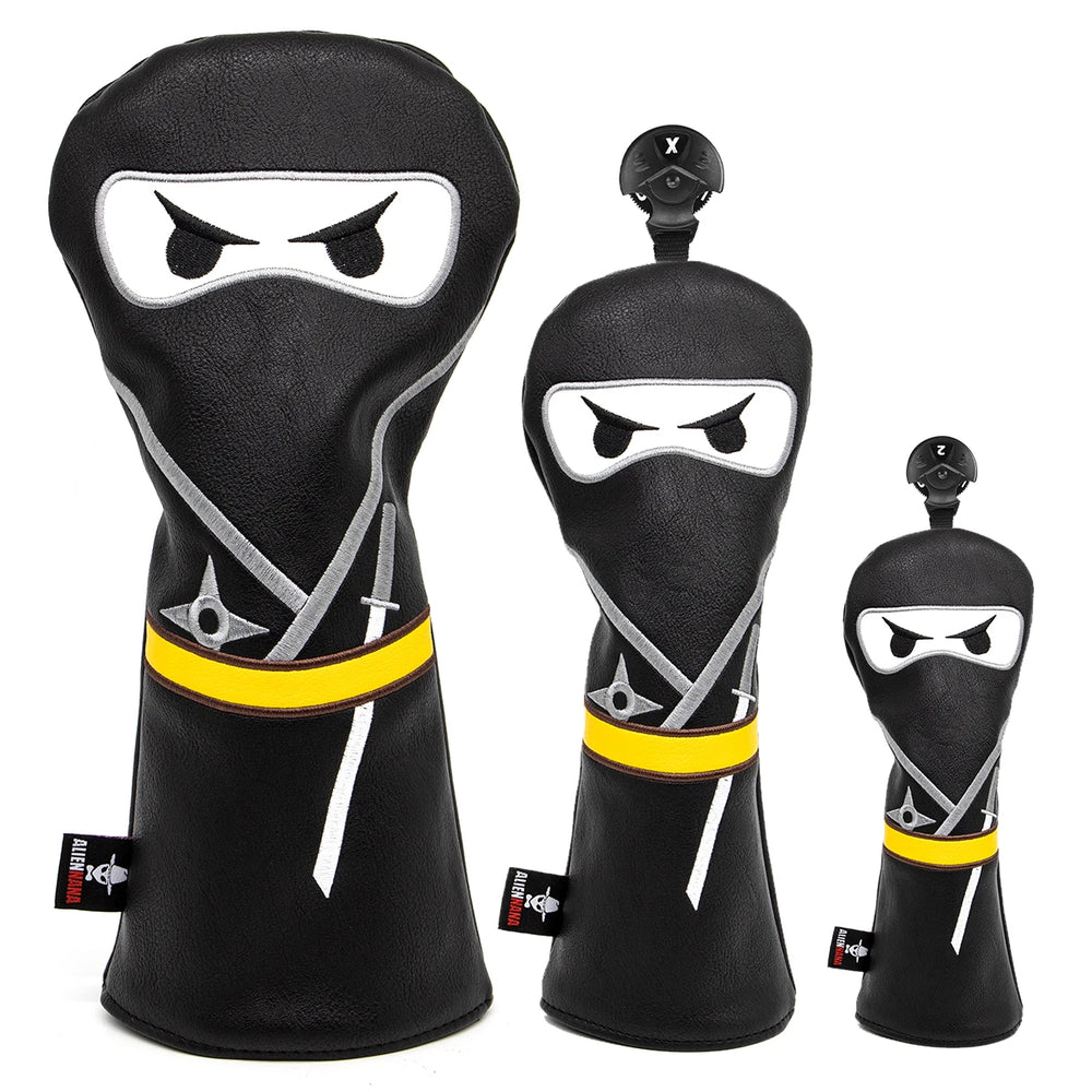 Ninja Golf Head Cover Set - Ninja Golf Head Cover Set - angle view | Noggin Golf | Noggin Golf