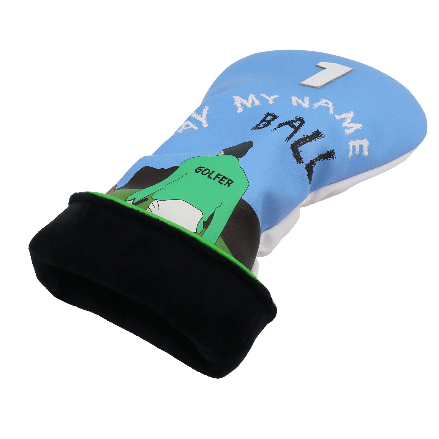 Say My Name Ball Golf Driver Head Cover - detail view | Noggin Golf