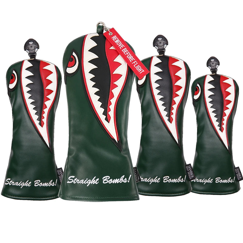 Shark Attack Golf Head Cover - Green - funny head covers golf head cover by Noggin Golf
