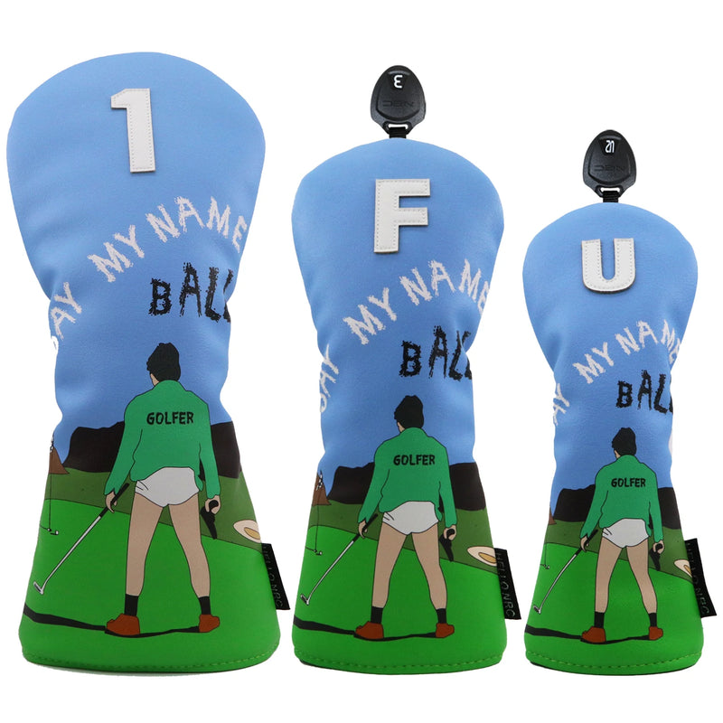 Say My Name Ball Golf Driver Head Cover - funny head covers golf head cover by Noggin Golf