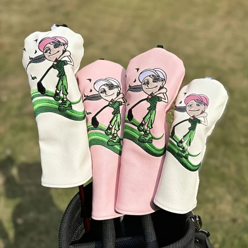 Pink Floral Golf Head Cover Set - women's head covers golf head cover by Noggin Golf