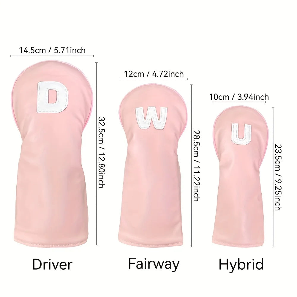 Pink Golf Club Head Cover Set - Pink Golf Club Head Cover Set - detail view | Noggin Golf | Noggin Golf