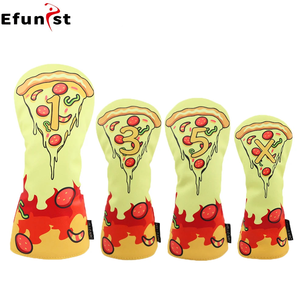 Pizza Party Golf Head Cover Set - Pizza Party Golf Head Cover Set - angle view | Noggin Golf | Noggin Golf