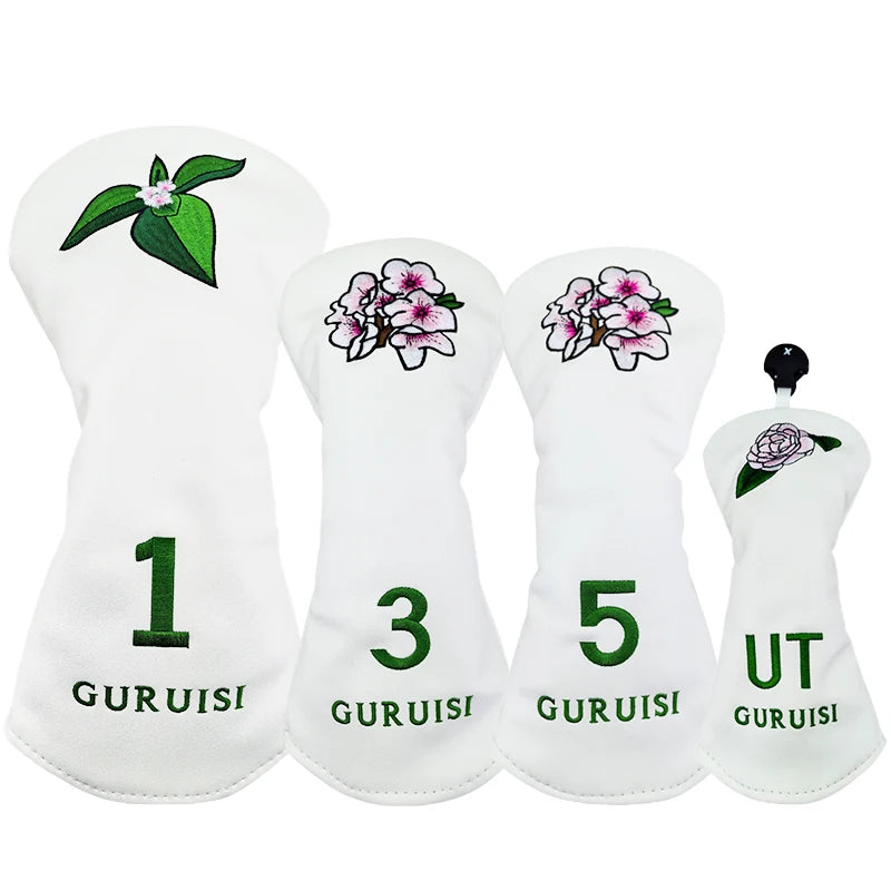 Embroidered Flower Golf Head Cover - angle view | Noggin Golf