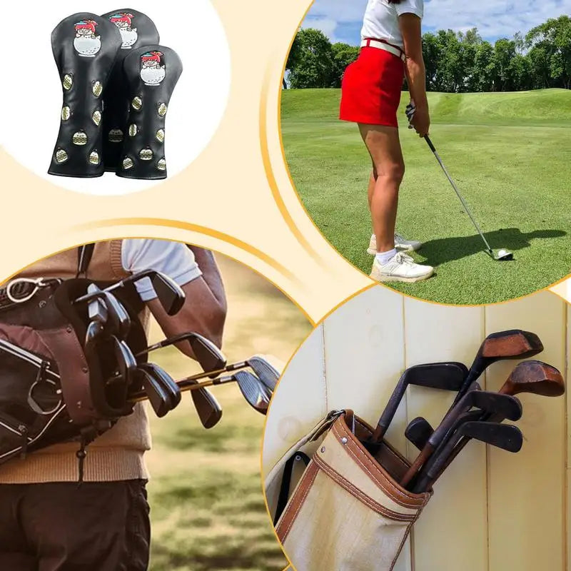 Small Pattern Golf Head Cover Set - Small Pattern Golf Head Cover Set - back view | Noggin Golf | Noggin Golf