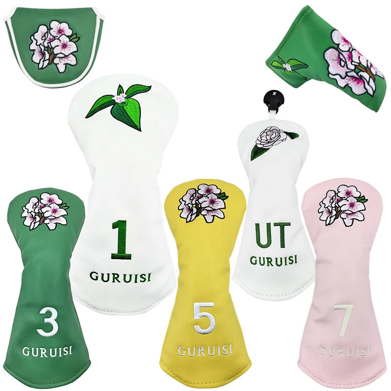 Embroidered Flower Golf Head Cover - front view | Noggin Golf