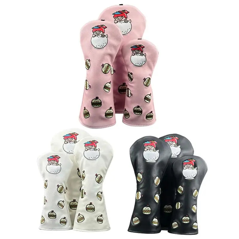 Small Pattern Golf Head Cover Set - leather head covers golf head cover by Noggin Golf
