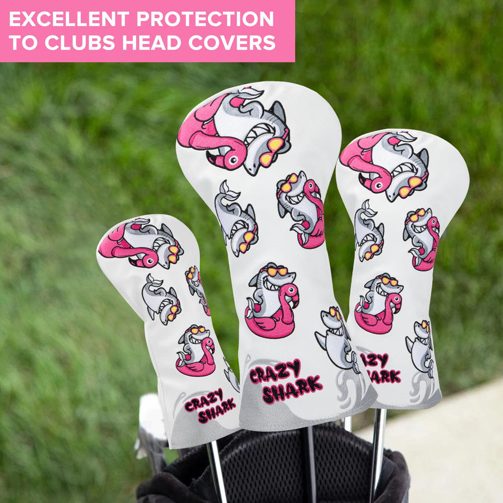 Crazy Shark Attack Golf Head Cover - Crazy Shark Attack Golf Head Cover - back view | Noggin Golf | Noggin Golf