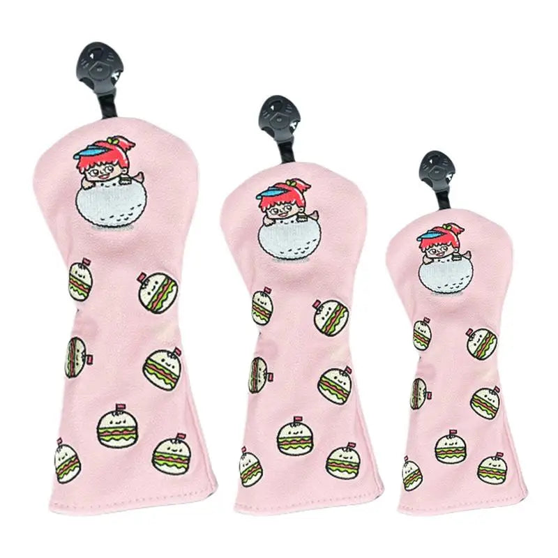 Small Pattern Golf Head Cover Set - Small Pattern Golf Head Cover Set - angle view | Noggin Golf | Noggin Golf