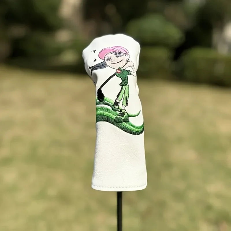 Pink Floral Golf Head Cover Set - Pink Floral Golf Head Cover Set - detail view | Noggin Golf | Noggin Golf