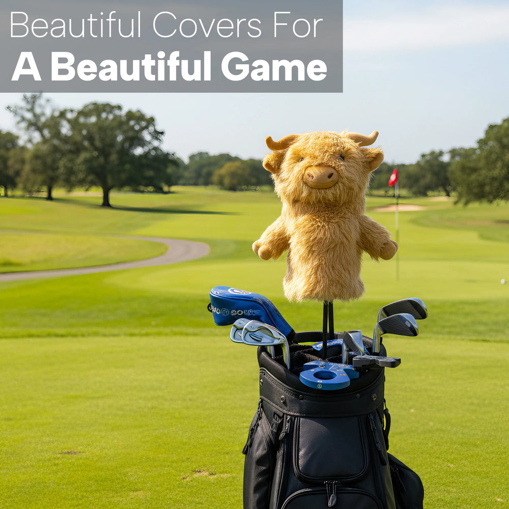 Highland Cow Golf Driver Head Cover - Highland Cow Golf Driver Head Cover - lifestyle shot | Noggin Golf | Noggin Golf