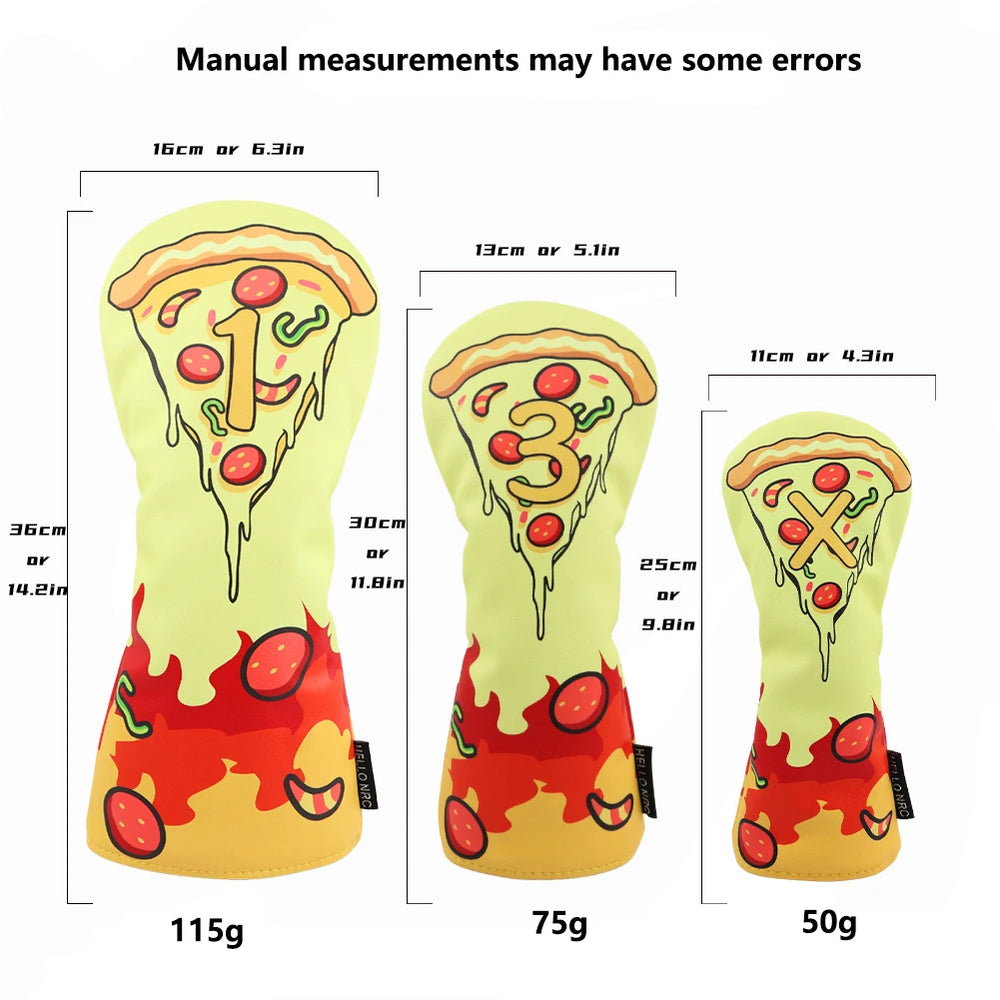 Pizza Party Golf Head Cover Set - Pizza Party Golf Head Cover Set - detail view | Noggin Golf | Noggin Golf