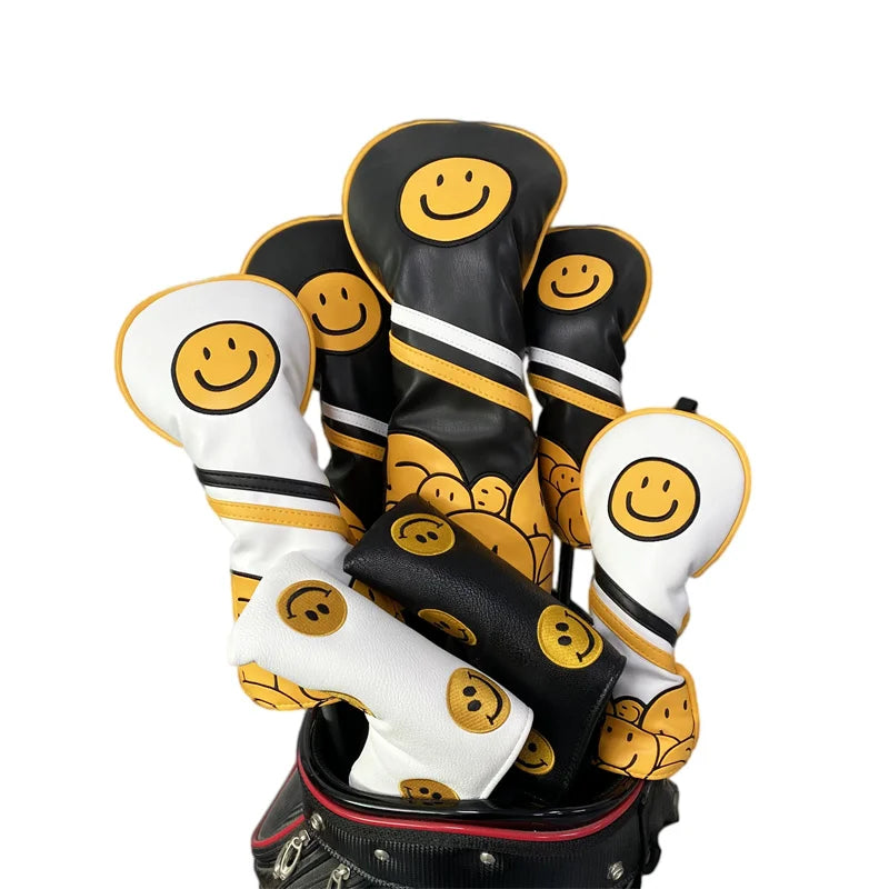 Smiley Face Golf Head Cover - funny head covers golf head cover by Noggin Golf