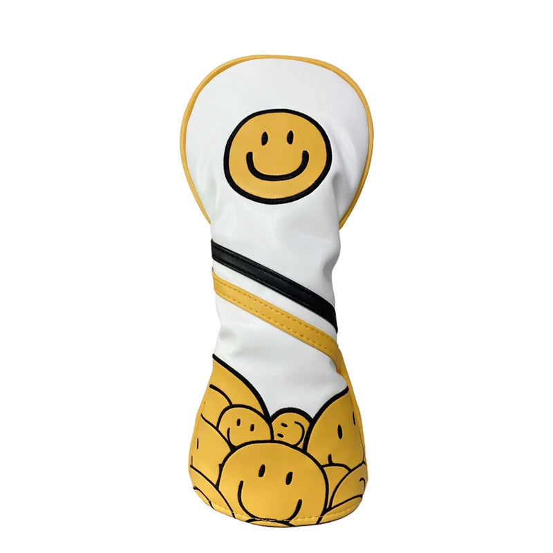 Smiley Face Golf Head Cover - Smiley Face Golf Head Cover - angle view | Noggin Golf | Noggin Golf