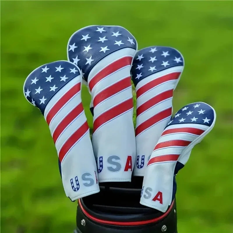 USA Eagle Patriotic Golf Head Cover Set - front view | Noggin Golf
