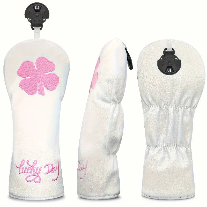 Lucky Clover Pink Golf Head Cover - Lucky Clover Pink Golf Head Cover - back view | Noggin Golf | Noggin Golf