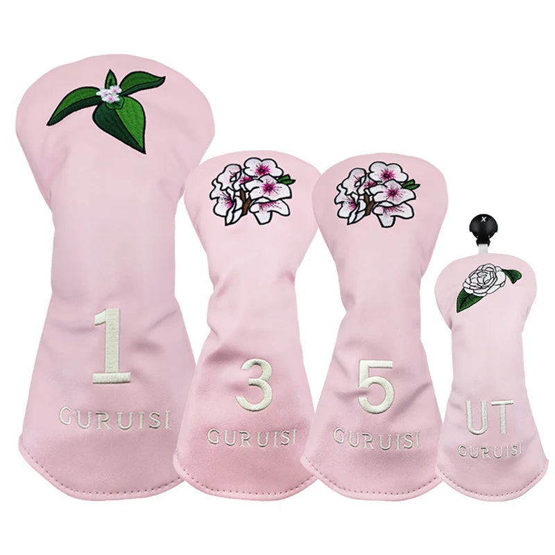 Embroidered Flower Golf Head Cover - back view | Noggin Golf