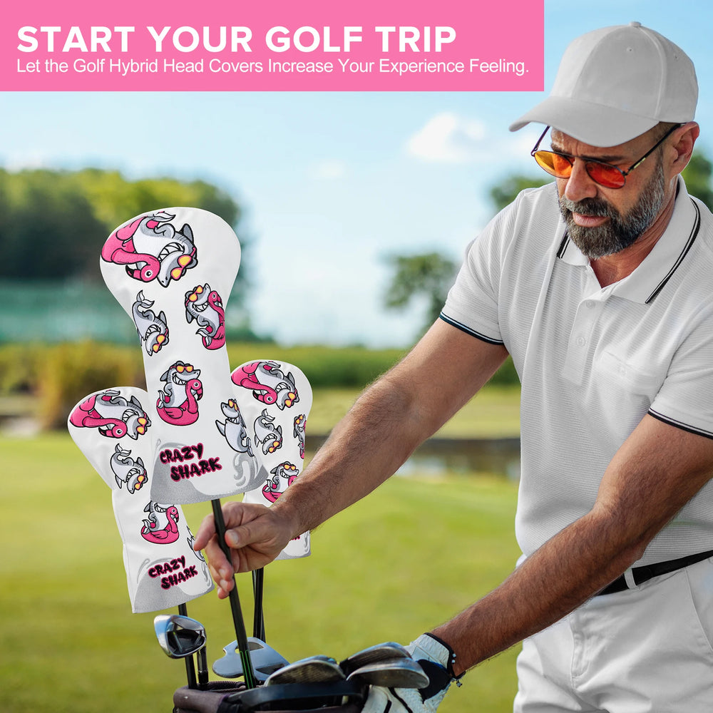 Crazy Shark Attack Golf Head Cover - Crazy Shark Attack Golf Head Cover - detail view | Noggin Golf | Noggin Golf