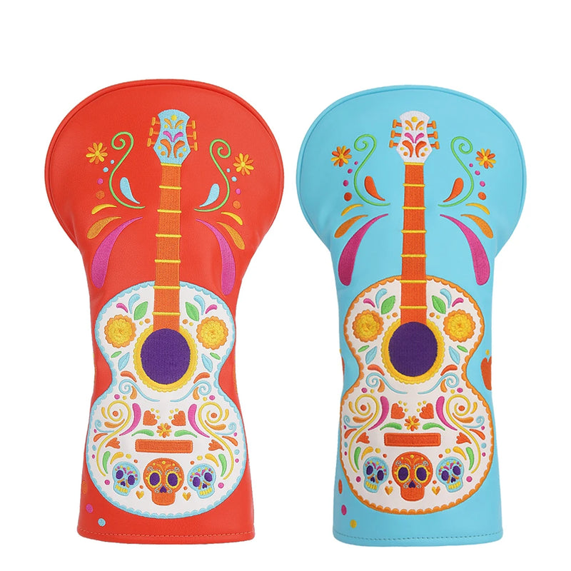 Day of the Dead Guitar Golf Head Cover - funny head covers golf head cover by Noggin Golf