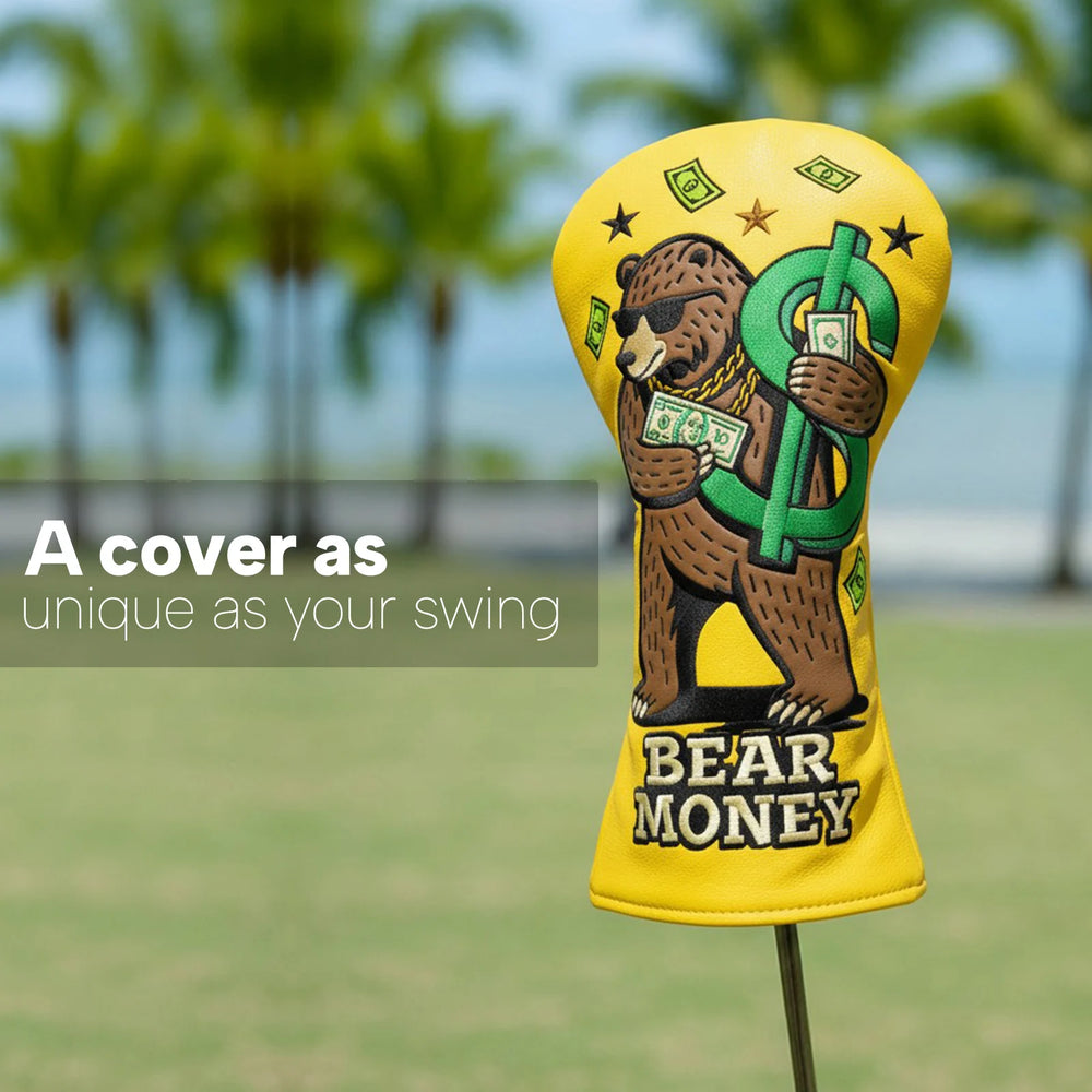 Bear Money Golf Club Cover Set - Bear Money Golf Club Cover Set - detail view | Noggin Golf | Noggin Golf