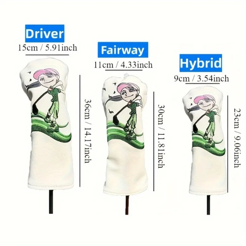 Pink Floral Golf Head Cover Set - Pink Floral Golf Head Cover Set - lifestyle shot | Noggin Golf | Noggin Golf