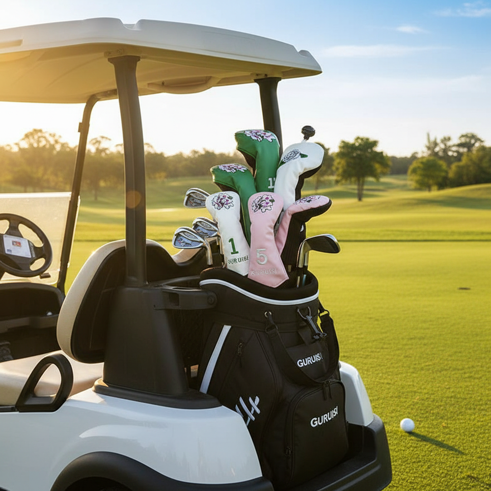 Embroidered flower golf headcover emb cart | Noggin Golf