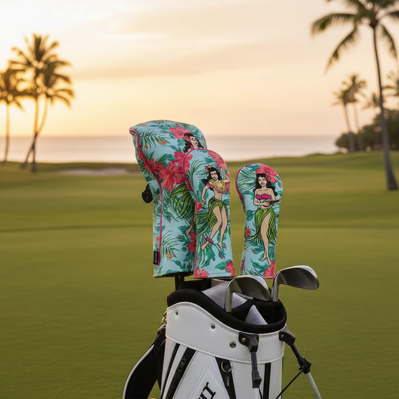 Hawaii Hula Girl Golf Head Cover - funny head covers golf head cover by Noggin Golf