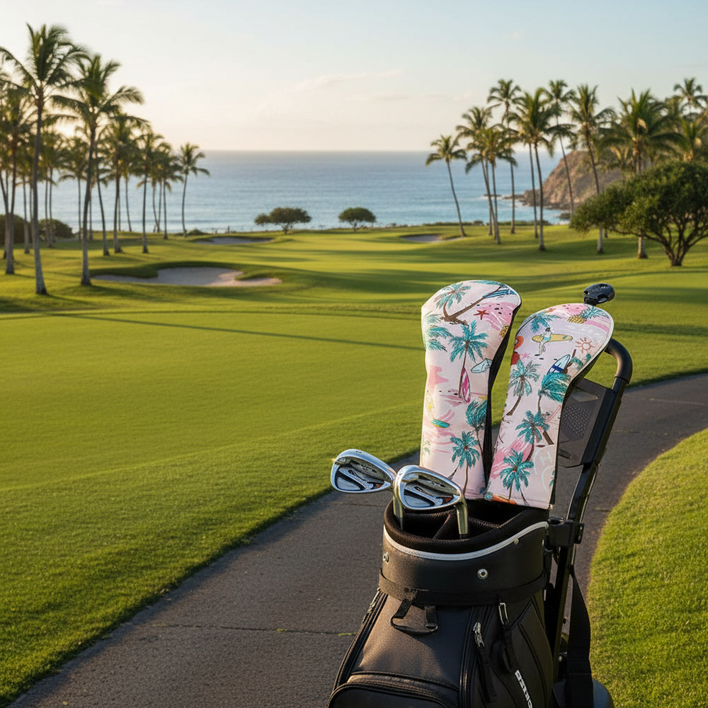 Palm Beach golf headcover palm cart | Noggin Golf
