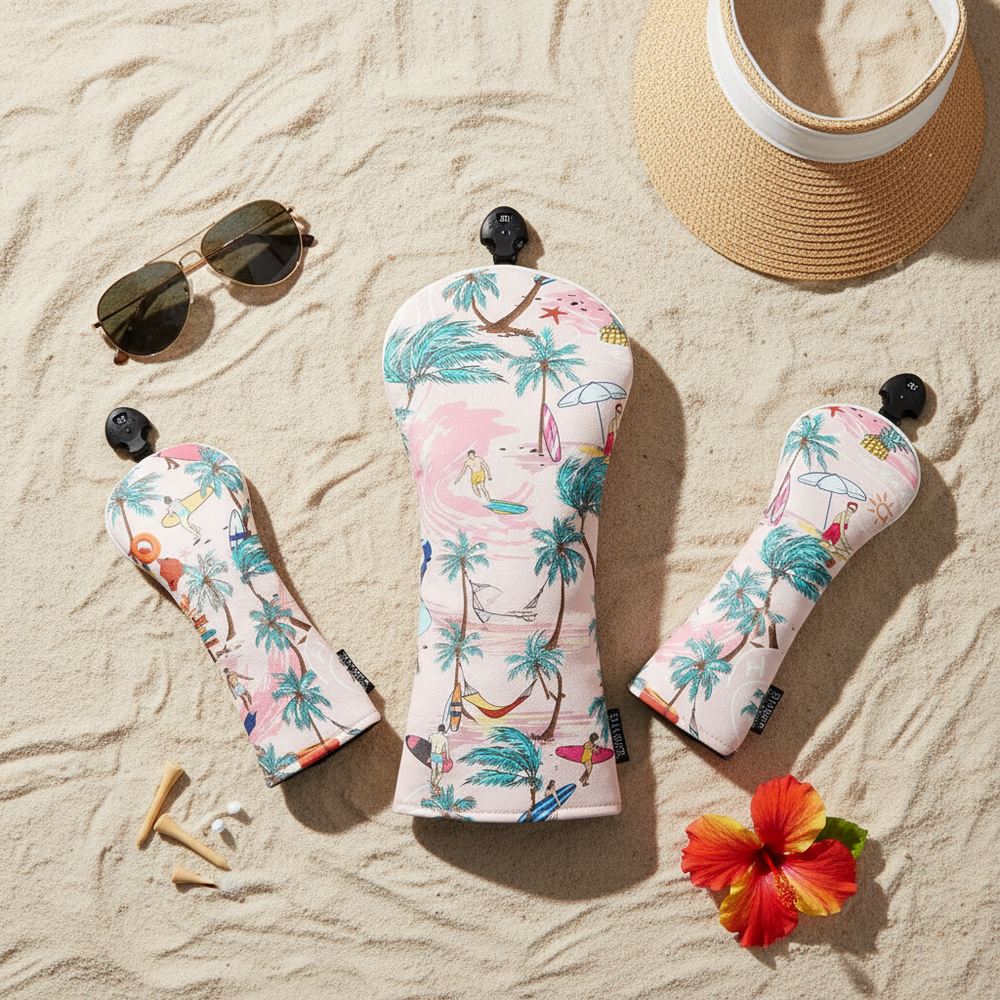 Palm Beach golf headcover palm flatlay | Noggin Golf